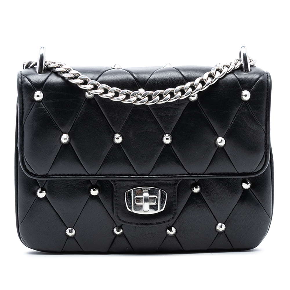 Pre-Loved Miu Miu Studded Matelasse Leather Cross… - image 1
